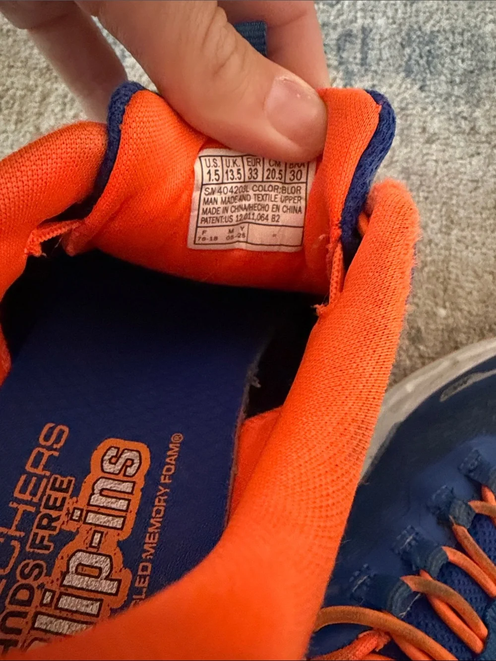Skechers Kids Blue and Orange Athletic Sneakers